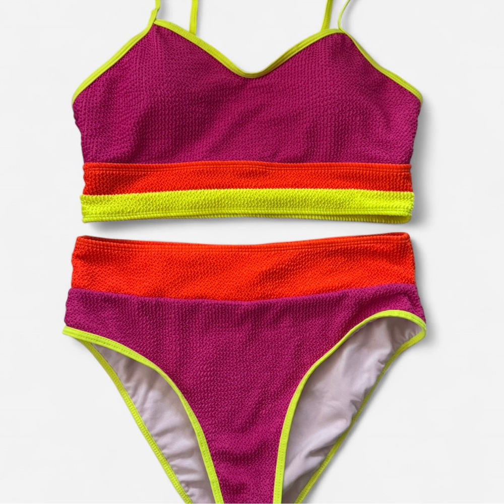 SHEIN Pink and Orange Bikini Set